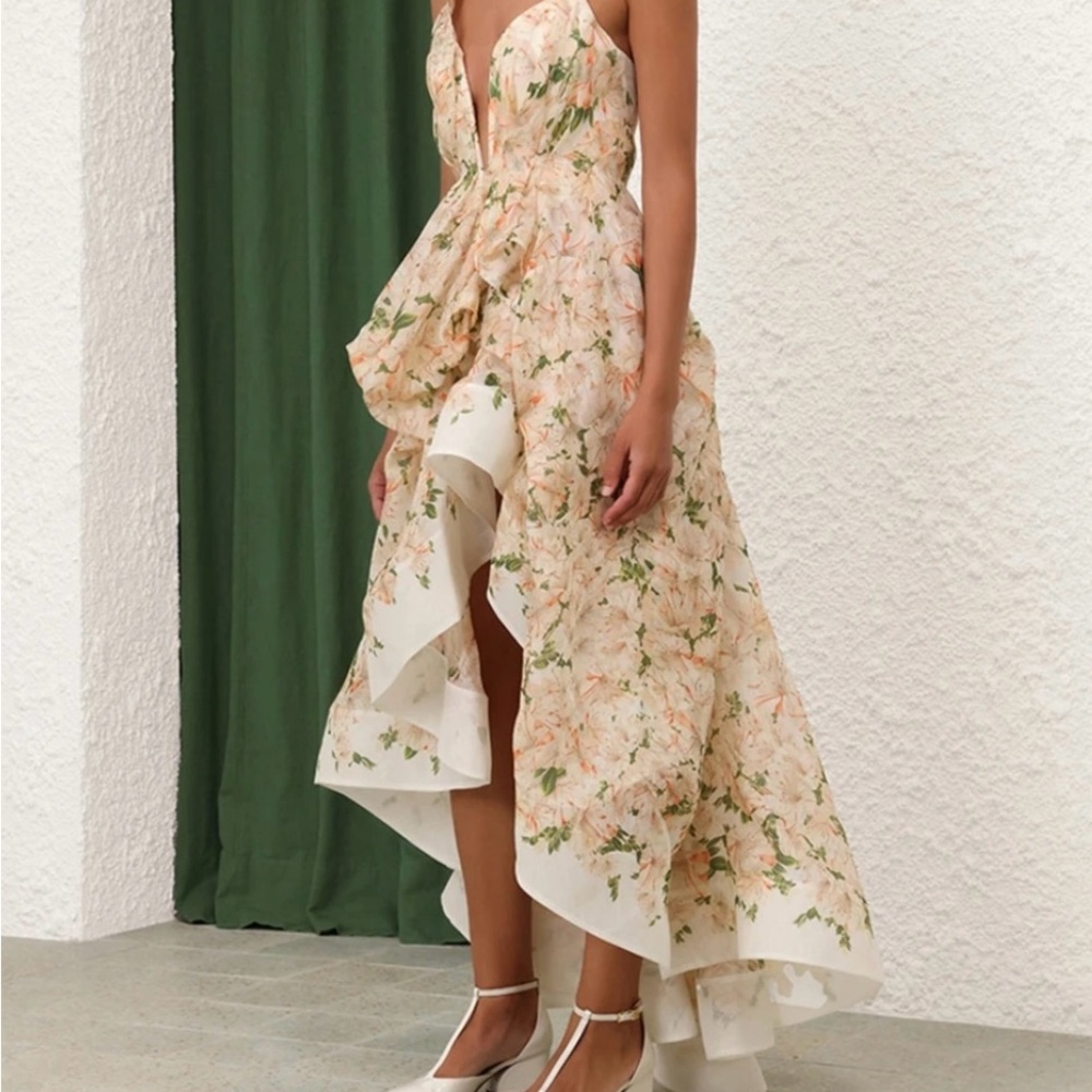 RARE Zimmermann Natura Draped Midi Dress Size US 8 Color: Coral Azalea